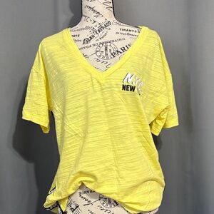 Victoria's Secret Yellow V-Neck 'NYC New' Graphic Tee